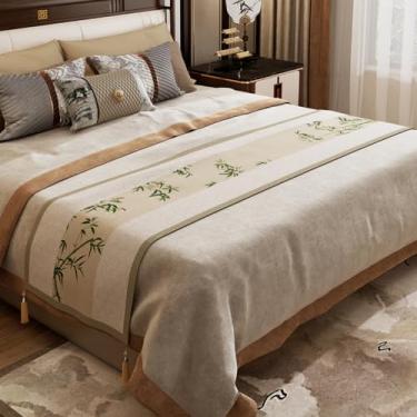 Imagem de Cachecol de corredor de cama de hotel, colcha, toalha de cama de luxo, decoração de cama de casa, moderna, de alta qualidade, lenço, proteção, c|casal/queen