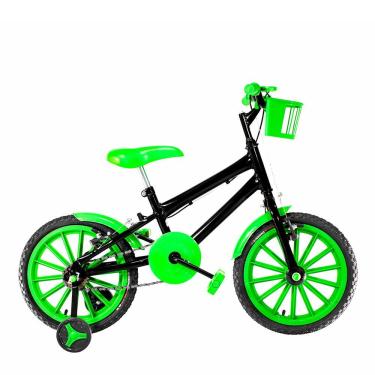 Imagem de Bicicleta Infantil Masculina Aro 16 Nylon Cor Preta E Verde
