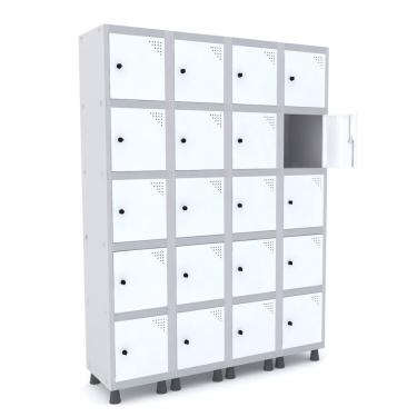 Imagem de Armário Locker Roupeiro 20 Portas Aço Grp 504/20 Pandin Móveis Cinza/branco