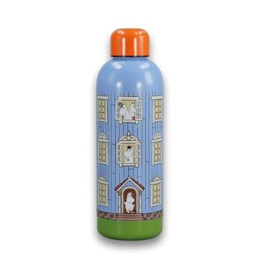 Imagem de Half Moon Bay Moominvalley Moomin House Garrafa de água esportiva de aço inoxidável de parede dupla azul de 500 ml