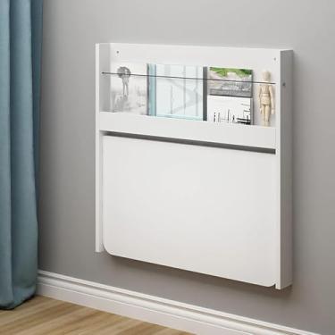 Imagem de Mesa Dobrável De Parede, Mesa Space Savig Hagig, Mesa Para Computador Portátil, Mesa De Parede Para Pequenos Espaços Savig Quarto, Escritório Em Casa, Balcoy, White, 60 * 39CM