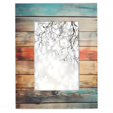 Imagem de cfpolar Moldura retrô de madeira para praia, verão, 12 x 17 cm, moldura retrô para fotos de madeira para 10 x 15 x 18 cm sem tapete, para exibição de fotos para parede ou mesa, mesa, galeria, sala de