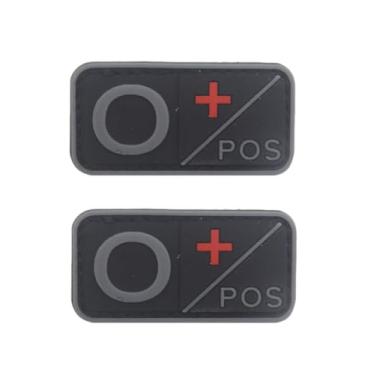 Imagem de Ruoming 2 peças externas 3D PVC borracha macia tipo sanguíneo médico, crachá de gancho de resgate, emblema de moral, acessório DIY (cinza O+)