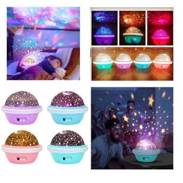Imagem de Luminaria Abajur Projetor Star Master Estrelas Lua Ceu Rosa