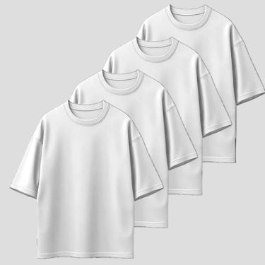 Imagem de Kit 4 Camiseta Oversized Blusão Gola Alta Tecido Grosso Malhão Premium