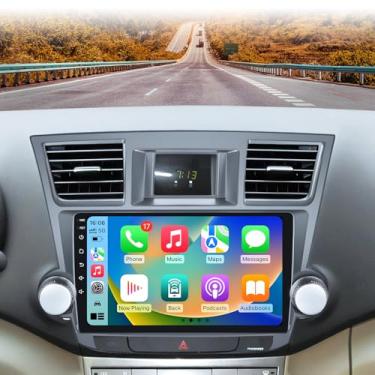 Imagem de Para Toyota Highlander 2008-2013, rádio estéreo de carro 2G + 32G, carro sem fio 5G e Android Auto com Android 13, compatível com Bluetooth/controle de voz/GPS/5G WiFi/câmera de reserva/SWC/FM, tela