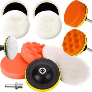 Imagem de Kit 6 Peças 3 Pol. 76mm Disco Espuma Boina Lã Prato Pino M14 Polimento