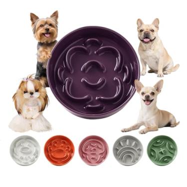Imagem de Tigela de cerâmica para alimentação lenta para gatos - Prato de ração para cães pequenos com design de labirinto - Tigela para alimentação de gatos - Alimentador lento para alimentação de animais de