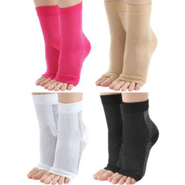 Imagem de Kit 4 pares meias de compressão alívio dores nos pés fascite plantar -