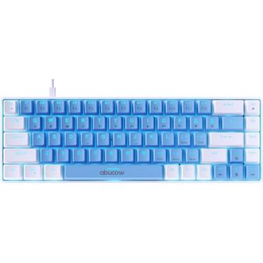 Imagem de abucow Teclado mecânico 60% com luz de fundo azul teclado para jogos de 68 teclas branca-azul claro - Interruptores vermelhos para uma experiência premium de digitação e jogos PC Mac (branco-azul)
