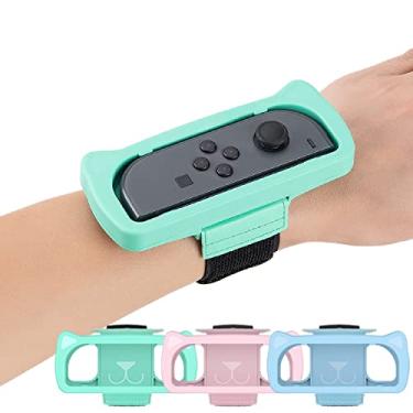 Imagem de Pulseiras compatíveis com o Switch Game Just Dance 2025 2024 2023, alças elásticas ajustáveis ID CHINSION compatíveis com controles Nintendo Switch para adultos, adolescentes e crianças, azul, rosa e