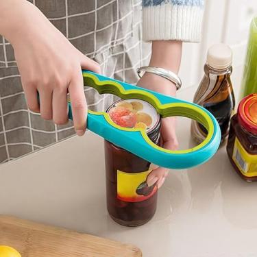 Imagem de Abridor de latas multifuncional, kit de abridor com alça de silicone