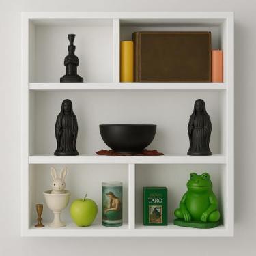 Imagem de Estante de Parede Decorativa 5 Compartimentos, Branca, 70x70 cm, com N