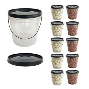 Imagem de Balde Com Tampa Preta Ideal Para Produtos Naturais - 10 Pçs