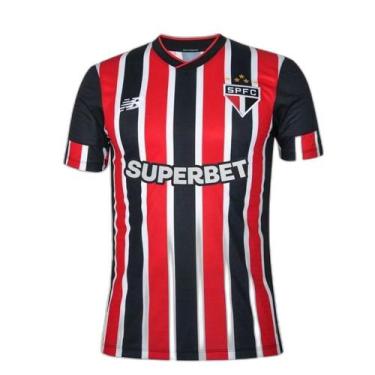 Imagem de Camiseta New Balance Away SPFC 2024 Torcedor Masculino - Vermelho e Br