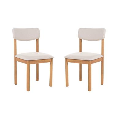 Imagem de Kit 2 Cadeiras com Encosto e Assento Estofado Florença Cru/Verniz Mel