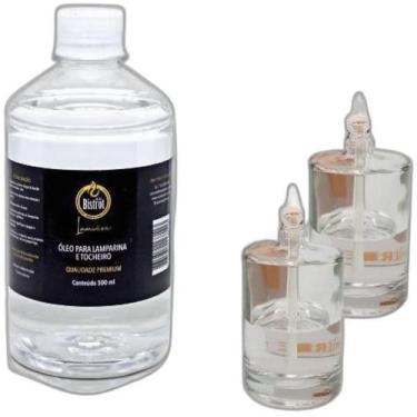 Imagem de Kit 3 Lamparinas Decorativa Cilind Incolor + 500Ml De Fluido - Velas b