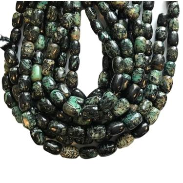 Imagem de Lady Works Fio de pedra natural turquesa africana de 33 cm, contas lisas de barril de 10 x 14 a 15 x 18 mm para fazer joias DIY | Beads_01676
