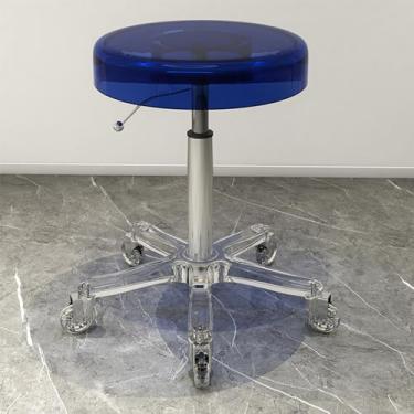 Imagem de LULUMAIC Banqueta de material acrílico com ajuste de altura de roda de cristal, cadeira giratória de desenho resistente para bar, laboratório, escritório, barbeiro, cozinha e loja