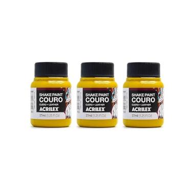 Imagem de Kit 3 Tintas Shake Paint Premium Acrilex 37ml Amarelo Indiano 960 para Tênis, Couro e Tecidos Alta Aderência Acabamento Uniforme e Durável