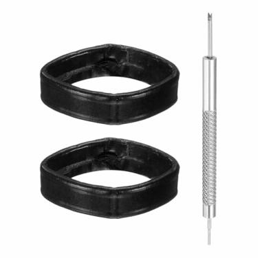 Imagem de HARFINGTON 2 peças de pulseiras de couro para relógio de 18 mm de substituição, suporte de pulseira de relógio, retentor, pulseira de relógio de pulso, anéis de fixação, preto