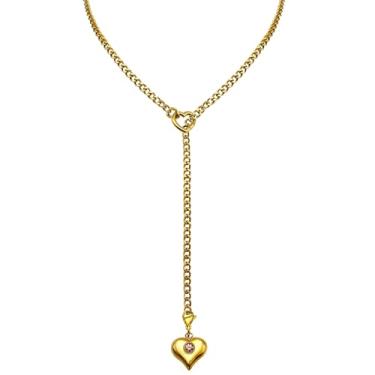 Imagem de EverGlimp Colar feminino com pingente de camada de coração banhado a ouro 18 K, corrente deslizante ajustável com pedra preciosa colorida e fecho de coração, joia romântica para presente. (ouro-roxo)