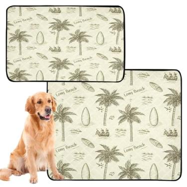 Imagem de CEBUGI Almofadas de xixi laváveis para cães, pacote com 2, almofadas impermeáveis para filhotes de cachorro, antiderrapante, à prova de vazamento, para cama de cercadinho, palmeiras tropicais
