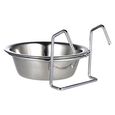 Imagem de Bacia de Pet Suspensa Aço Inoxidável Prática para Cachorro Gato Pássaro Coelho Alimentação com Dois Usos Detachável Ganchos Jaula Canil Galinheiro Cerca Copo Fácil