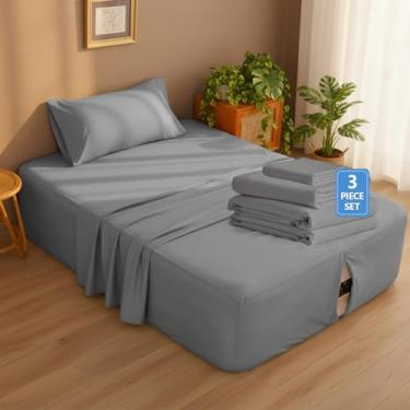 Imagem de Peryiter Jogo de lençol Queen com 3 peças de colchão de ar para cama de 40 a 58 cm, lençol com elástico profundo com abertura inflável, macio, respirável, resistente para hóspedes, acampamentos