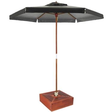 Imagem de Kit Ombrelone Madeira 2,4m Xangri-lá Bagum Preto com Base Revestida - Belfix