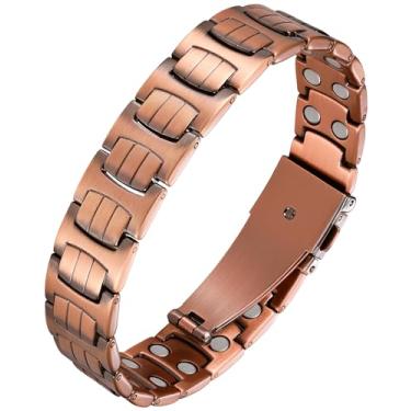Imagem de Feraco Pulseira de cobre para homens, pulseiras de terapia magnética Cooper com 46 ímãs, 99,99% cobre puro masculino