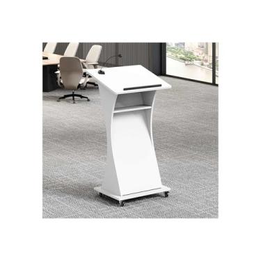 Imagem de Púlpitos para Igrejas Púlpito Multifuncional Púlpito Móvel Púlpito Pódio Púlpito com Rodas Púlpito de Prateleira de Armazenamento Púlpito para Igrejas Púlpito Moderno para Sala de Aula (Branco