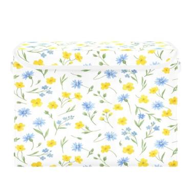 Imagem de Burbuja Caixa de armazenamento de flores com tampa e alças, caixa de armazenamento grande dobrável para prateleiras armário quarto escritório organizador