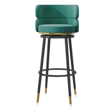 Imagem de Conjunto de 1 banquinho para balcão, cadeiras giratórias acolchoadas para café da manhã com encosto e pernas de metal dourado, bancos de jantar com encosto alto 65 cm A para balcão de cozinha em casa