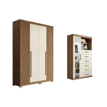 Imagem de Quarto Completo Modu +Cômoda QC333 Jatoba/Areia - Santos Andirá