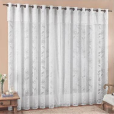 Imagem de Cortina 2,00x2,50 Sala Quarto Luna Rendada para Varão - Branca - 100% 