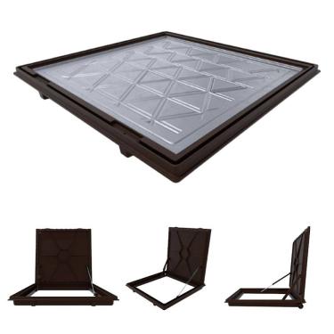 Imagem de Tampa Piscina Casa Máquina 40x40 Articulada Rebaixada Marrom