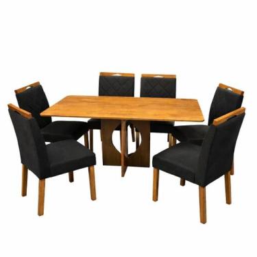 Imagem de Mesa de Jantar Madrid Dubai 160x80cm Sem Vidro e 6 Cadeiras California