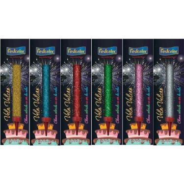 Imagem de Vela Vulcão de Aniversário Várias Cores - Fantasias Carol FC, Azul