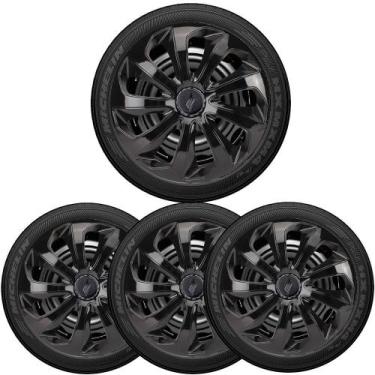 Imagem de Jogo 4 Calotas Velox Aro 14 Preta Vw Gol G1 G2 G3 G4 G5 G6 G7 Up! Save