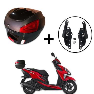 Imagem de Bauleto Awa Proos 29 litros + Suporte Baú Honda Elite 125, Preto Brilh