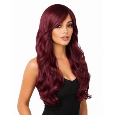 Imagem de Peruca Bio Organica Vermelho Vinho Com Franja Cosplay 65cm - D&D Comer