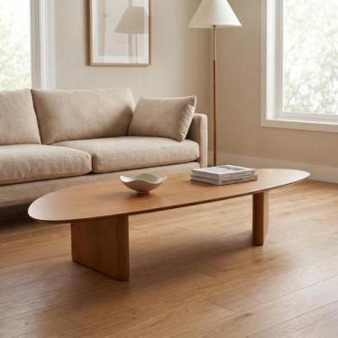Imagem de Mesa de Centro Orgânica 120cm Madeira Maciça Mel - Treboll
