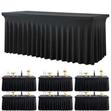Imagem de Toalha de Mesa Htper Kit com 6 Peças em Spandex Preto Retangular 183 c