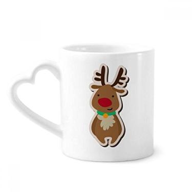Imagem de Caneca de Natal com desenho animado festival de alce café cerâmica copo de coração de vidro