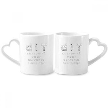 Imagem de Conjunto de canecas de porcelana para casais, padrão de ilustração inglesa, com alça de coração