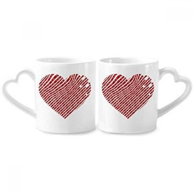 Imagem de Conjunto de canecas de porcelana para casal, padrão de coração de dia dos namorados, vermelho, coração