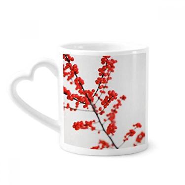 Imagem de Caneca de fotografia com imagem de ramo vermelho temperado caneca de café cerâmica copo de coração de vidro