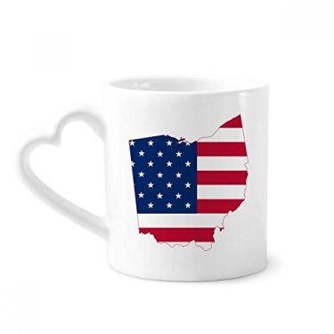 Imagem de Ohio EUA mapa estrelas listras forma bandeira caneca café cerâmica copo coração vidro