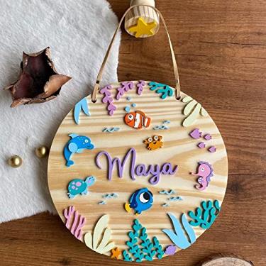 Imagem de Porta Maternidade Flâmula Fundo do Mar Animais Marinhos i